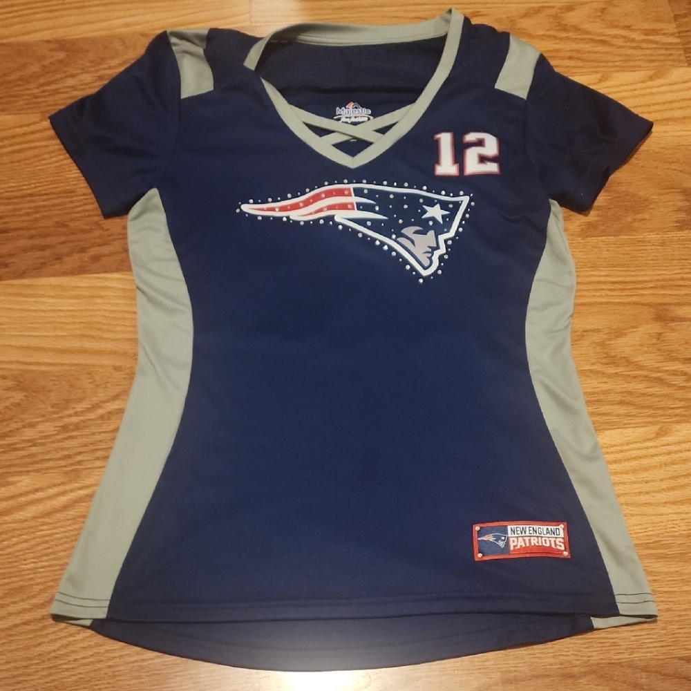 Majestic Navy and Gray Women's Top